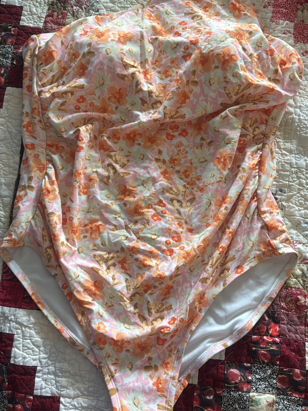 Women’s Floral One-Piece Swimsuit - Pink & Orange
